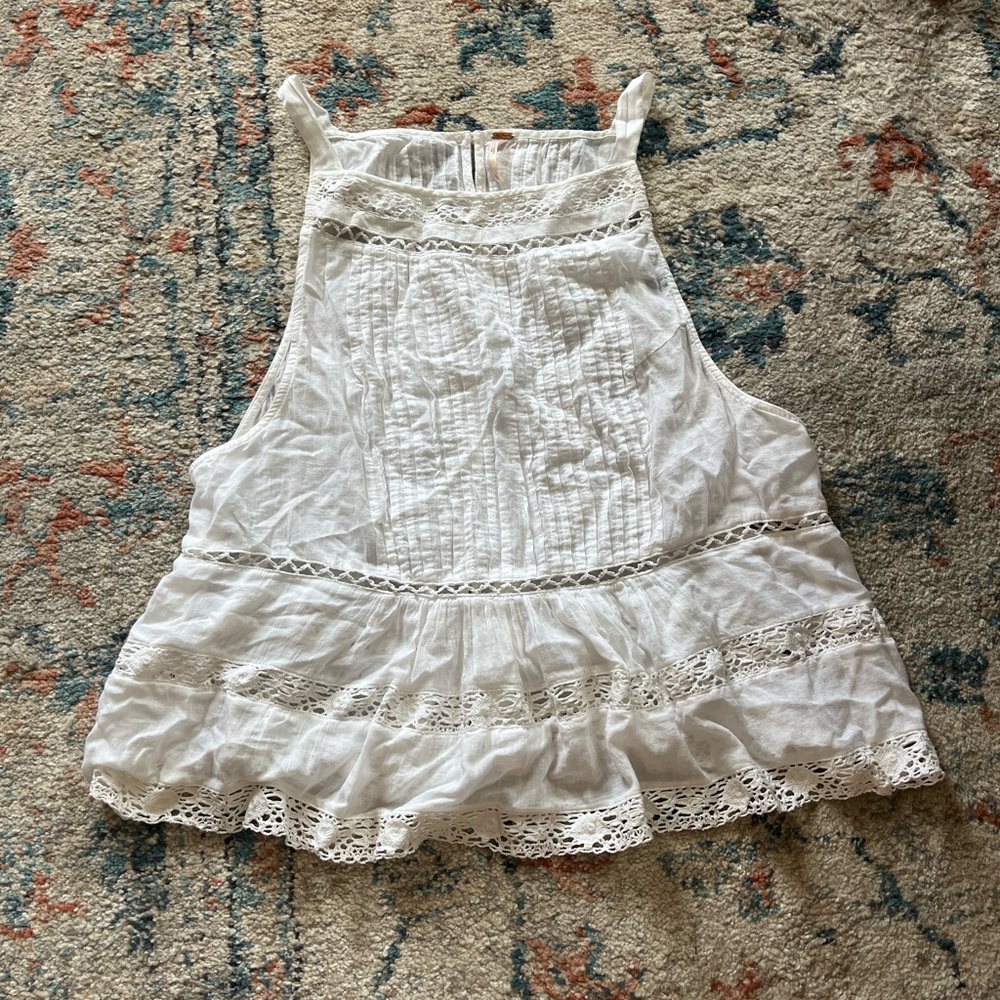Free People White Lace Top